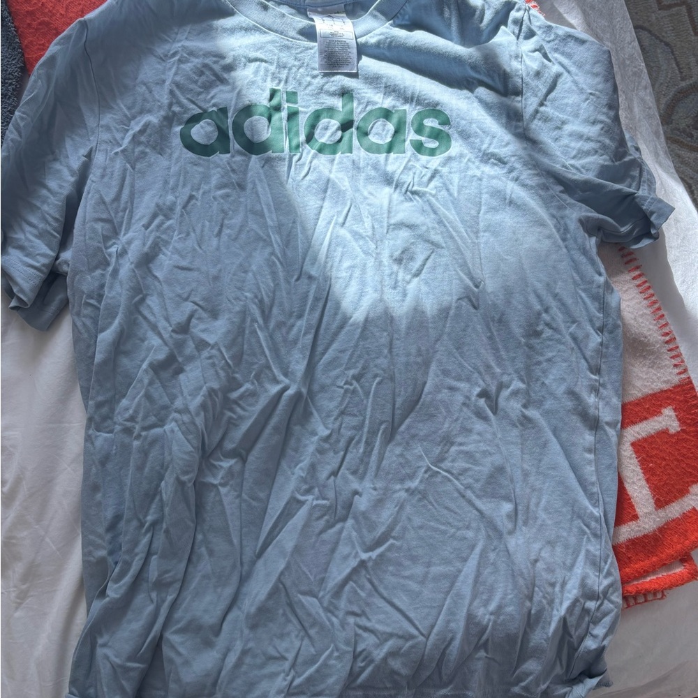 Adidas Sky Blue Tee with Green Logo